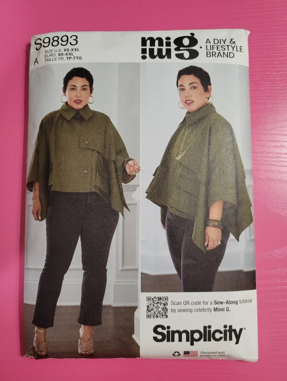 Simplicity Mimi G Misses' Cape Sewing Pattern S9893 Sizes XS-XXL (1461)